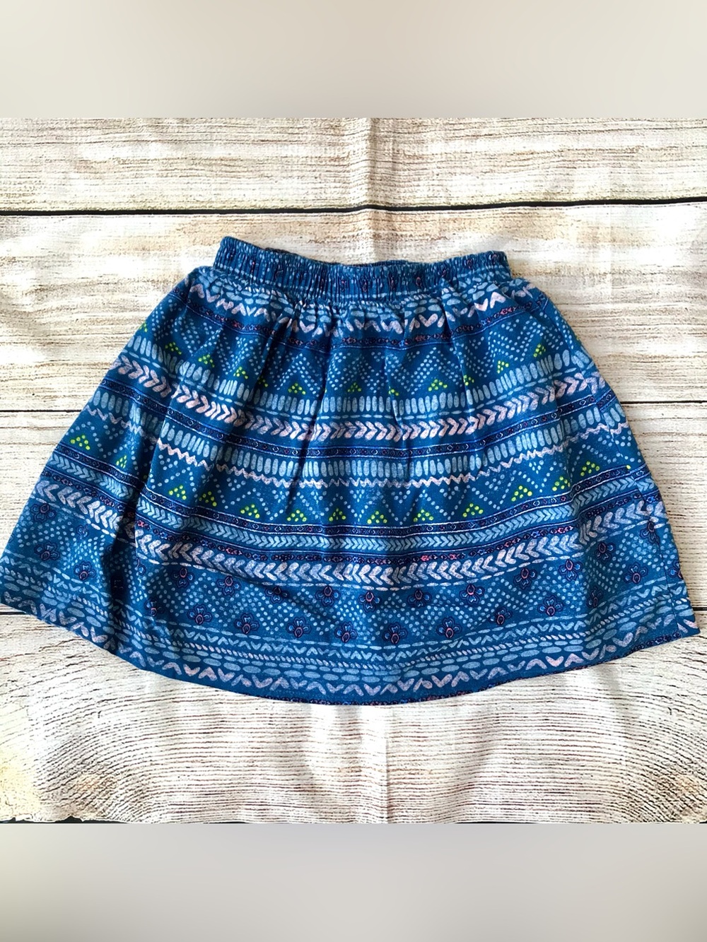 Abercrombie Kids Blue Pink Floral Polka Dot Geometric Print Skirt Girl’s Sz S